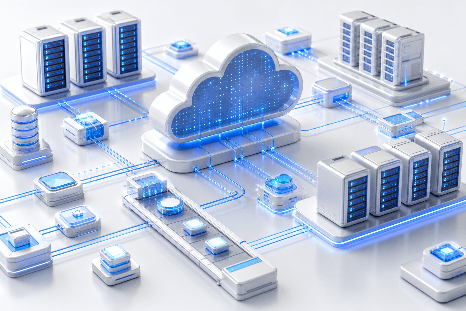 Cloud infrastructure — connected servers and deployment systems