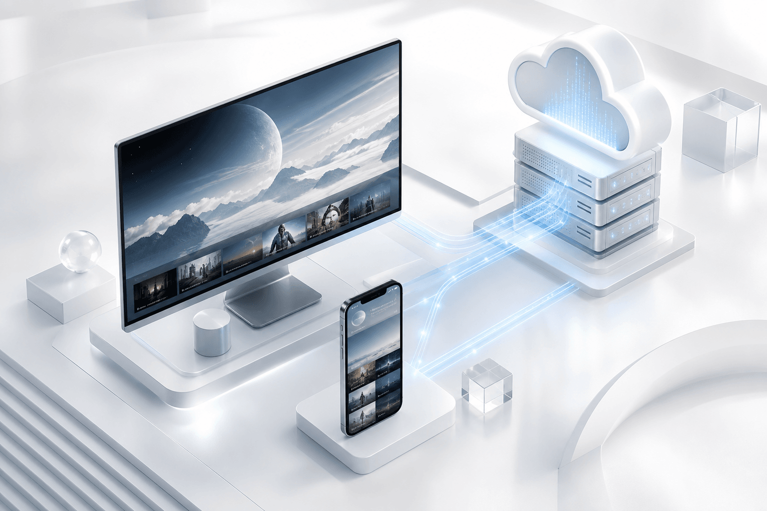 Connected product ecosystem — web, mobile, and cloud unified