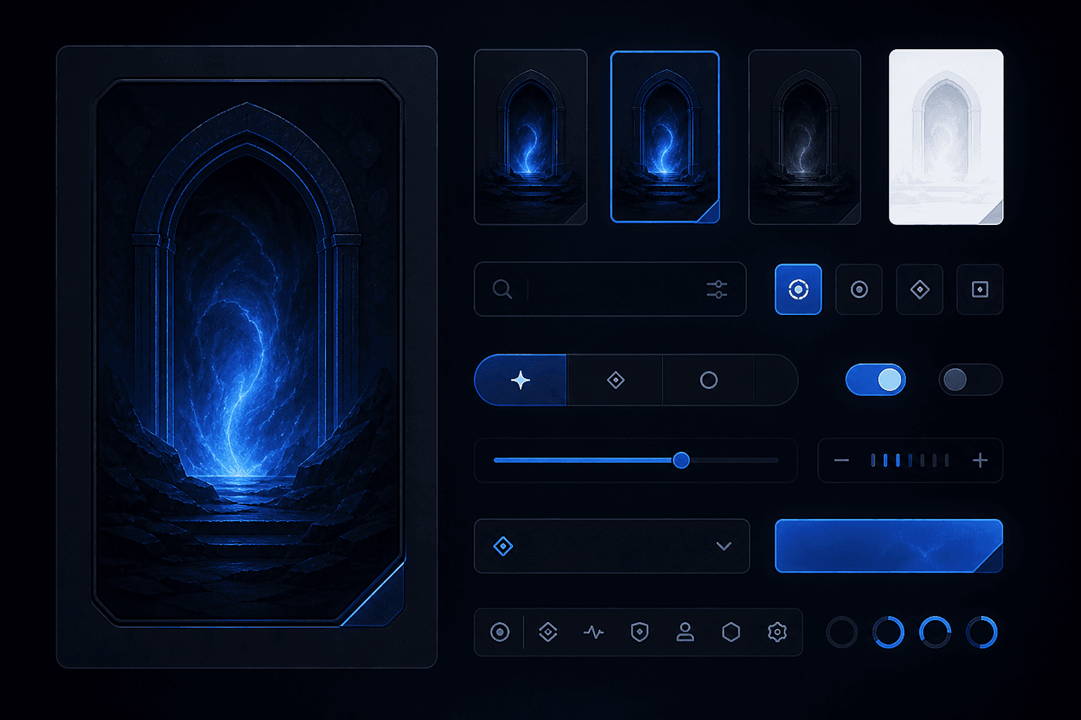 UX design accent — component library and interface mockups